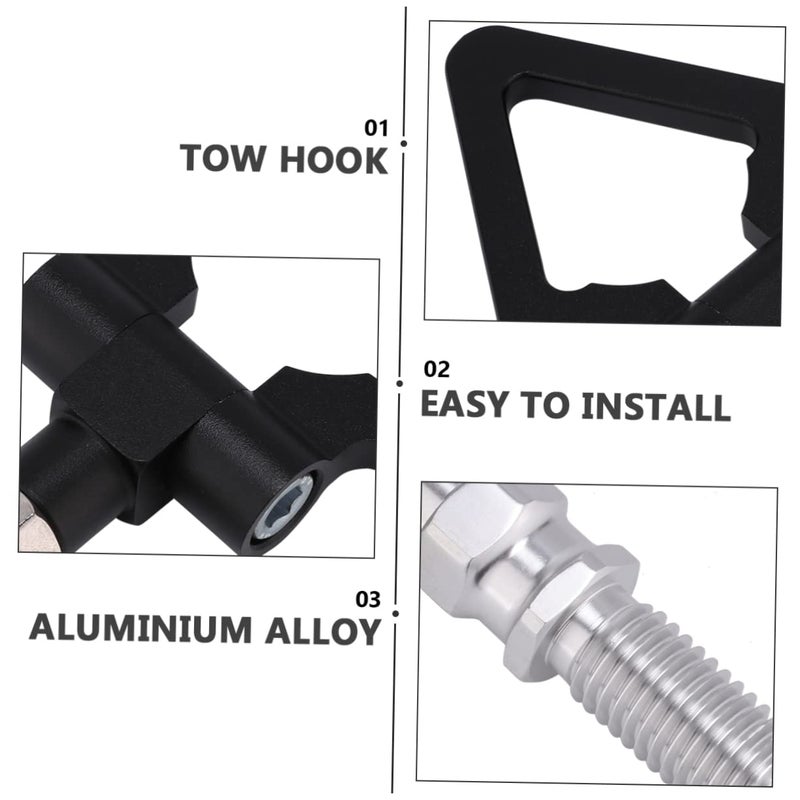 Black Front Towing Hook Aluminum Alloy Car Bumper Ring Vehicle Bracket - Image 5