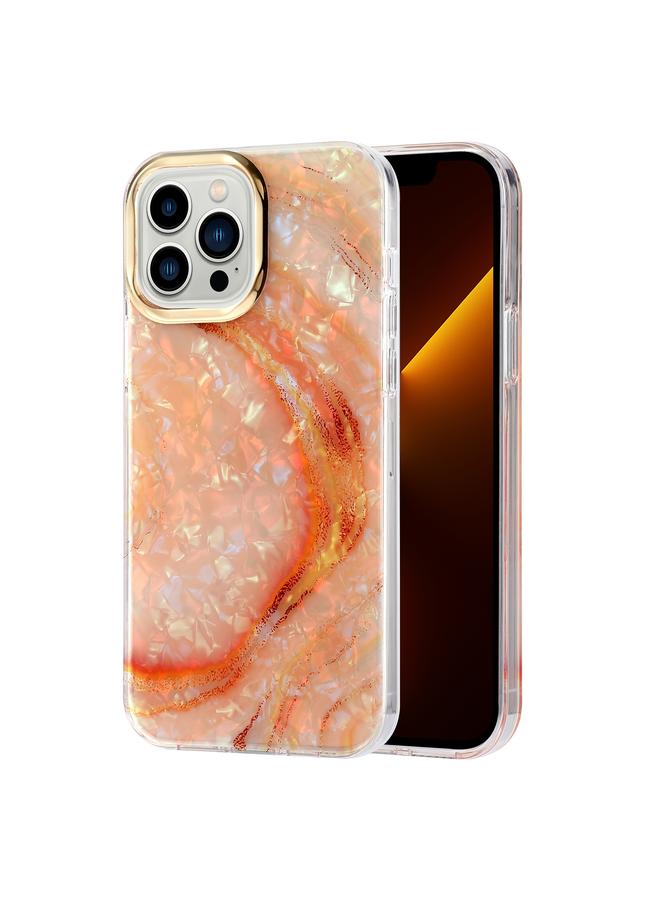 اس-توب جراب لهاتف iPhone 13 مصنوع من الرخام بتصميم صدفي مطلي بالكهرباء - Image 1