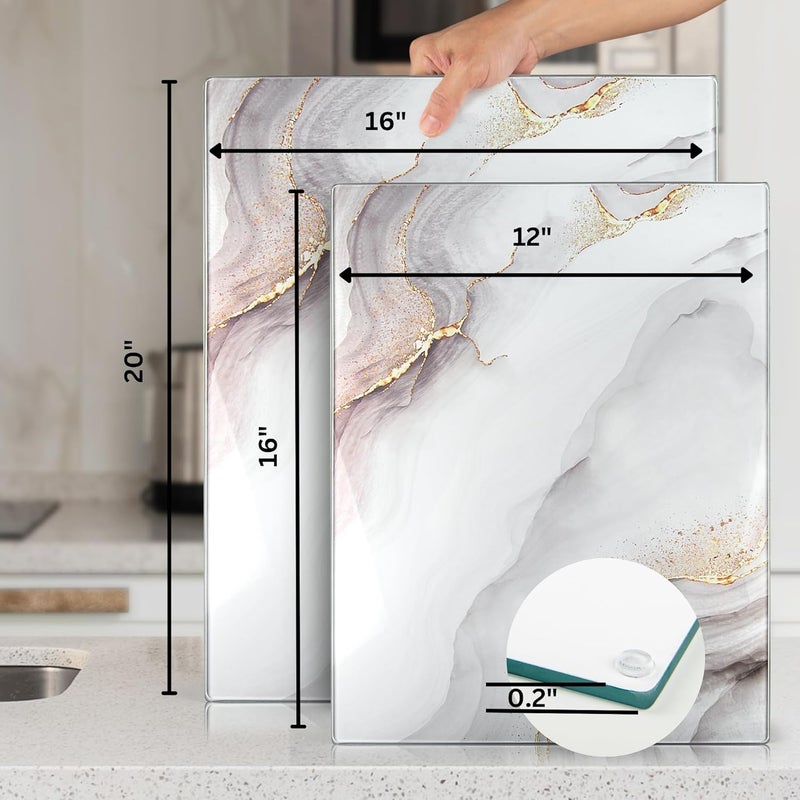 Kitchenville لوح تقطيع زجاجي من كيتشينفيل 40×30 سم: شفاف، متين، صحي لحماية سطح العمل - مقاوم للخدش، مقاوم للحرارة، سهل التنظيف - Image 4