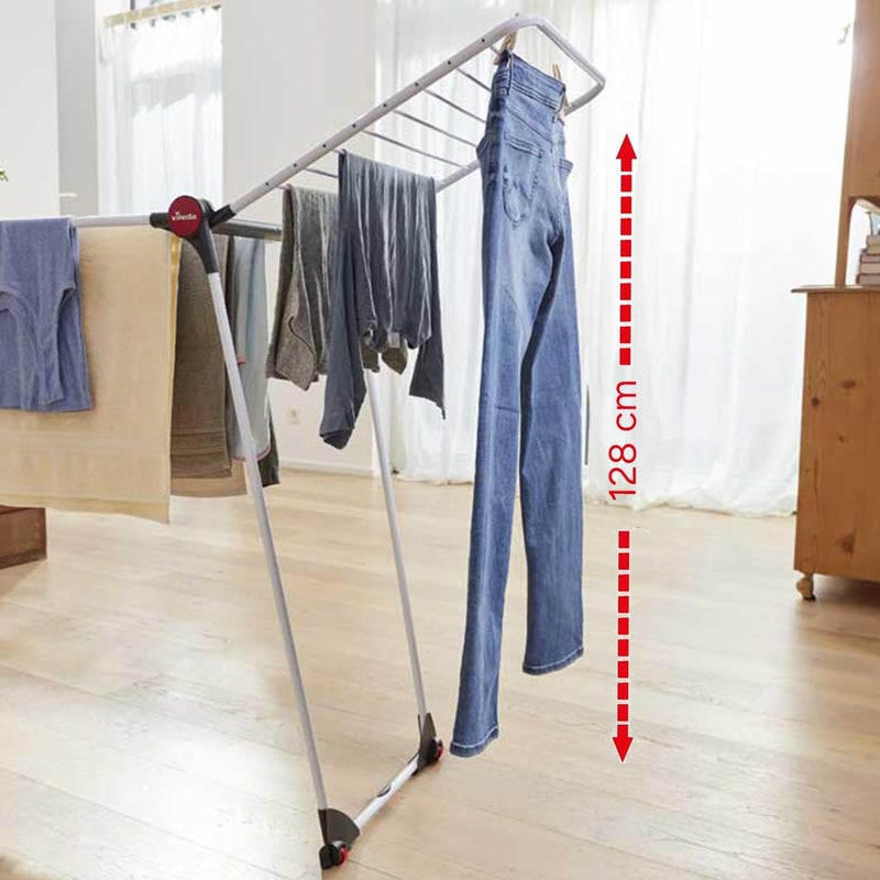 Infinity Indoor Clothes Drying Rack with Wings – Extendable 119–257 cm Telescopic Dryer, Up to 27 m Drying Space, Wheels, Small Item Holder, Stable Steel Legs, Folds Flat for Storage - Image 3