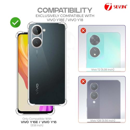 7-Seven 7SEVEN® Back Cover for VIVO Y18 | VIVO Y18E Transparent Mobile Back Case Shock Proof Design Camera Edges Protection Crystal Clear Phone Case Silicon Soft TPU and Flexible Bumper Phone Cover - Image 2