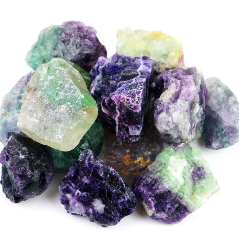 Fireboomoon 2lb950g Rough Natural Fluorite Stone Raw Rainbow Fluorite Gemstone Crystal Rock for CabbingTumblingCuttingPolishingLapidaryHealing ReikiJewelry Making and Home Decoration
