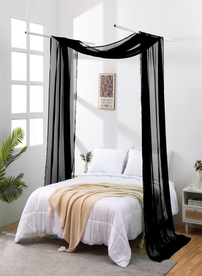 JADE POKE Black Sheer Bed Canopy Scarf 288 Inch Long, Bed Canopy for Girls Adult, Decorative Scarfs Curtain Drapes for Farther Bedroom/Anniversary, Window Valance Curtain Wide 52, King - Image 1