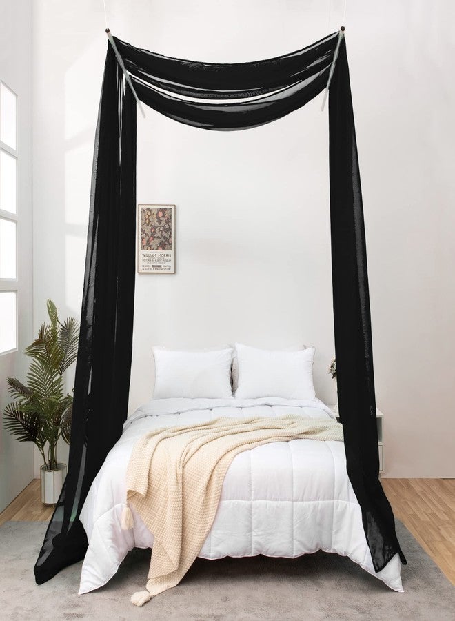 JADE POKE Black Sheer Bed Canopy Scarf 288 Inch Long, Bed Canopy for Girls Adult, Decorative Scarfs Curtain Drapes for Farther Bedroom/Anniversary, Window Valance Curtain Wide 52, King - Image 5