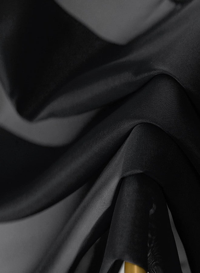 JADE POKE Black Sheer Bed Canopy Scarf 288 Inch Long, Bed Canopy for Girls Adult, Decorative Scarfs Curtain Drapes for Farther Bedroom/Anniversary, Window Valance Curtain Wide 52, King - Image 2