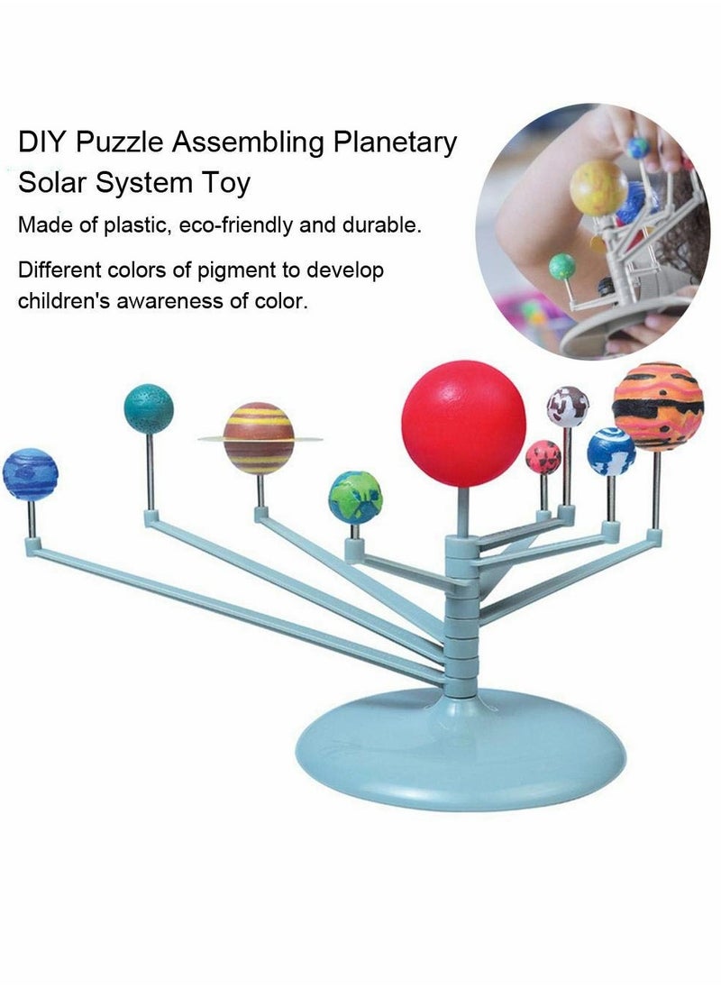 Generic DIY Solar System Toy, Plastic DIY Planetary Models Intelligence Puzzle Assemble Planets Sets, Science Toy Nine Planets Celestial Body Movement Instrument for Kids Children, Family and School  - Image 2