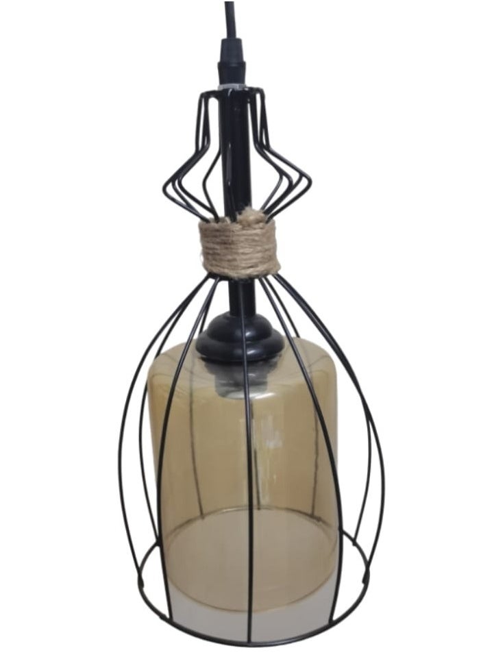 Generic Modern chandelier with metal design and a glass lamp without a bulb - Star - Code R1002  - Image 2