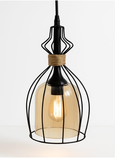 Modern chandelier with metal design and a glass lamp without a bulb - Star - Code R1002