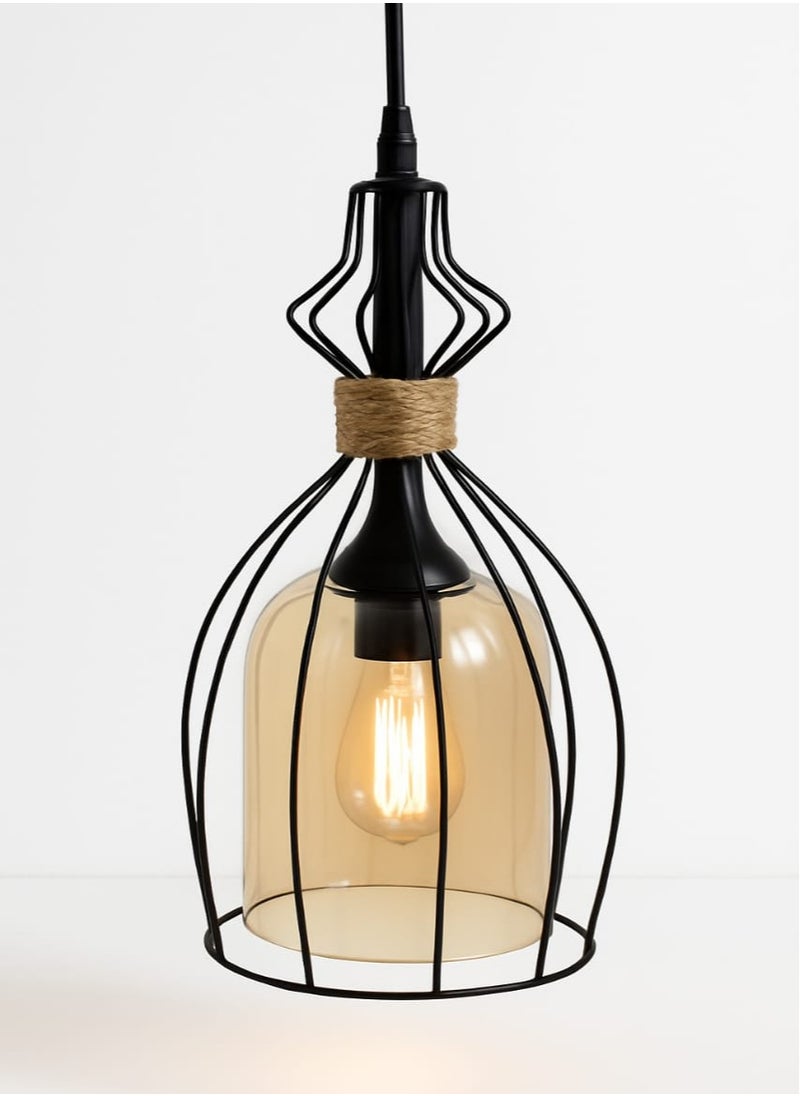Generic Modern chandelier with metal design and a glass lamp without a bulb - Star - Code R1002  - Image 1