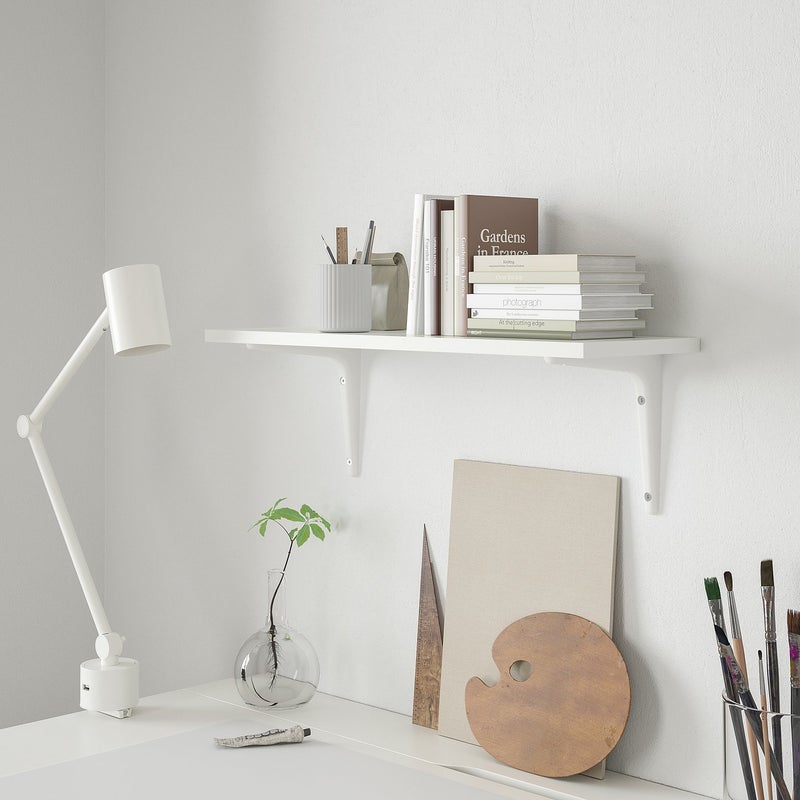 Baitique Wall Shelf with Brackets, White, 59x20 cm - Image 2