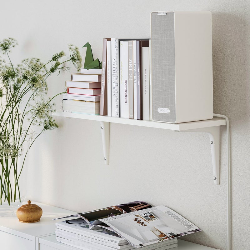 Baitique Wall Shelf with Brackets, White, 59x20 cm - Image 3