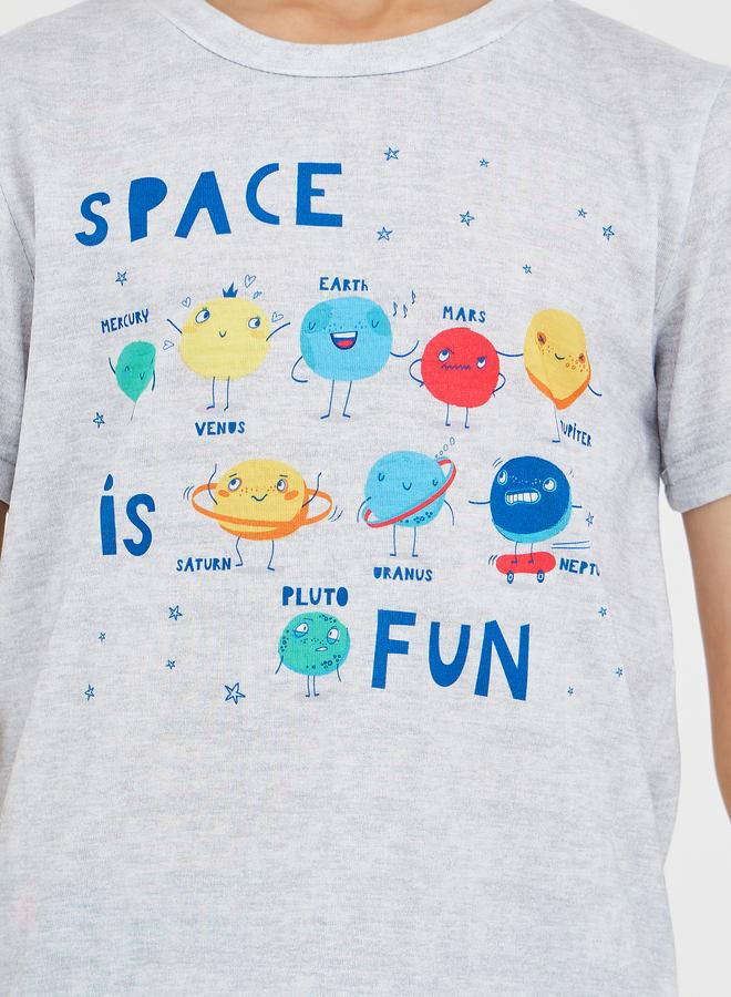 Styli Graphic Print Round Neck T-Shirt and Pyjama Set - Image 3