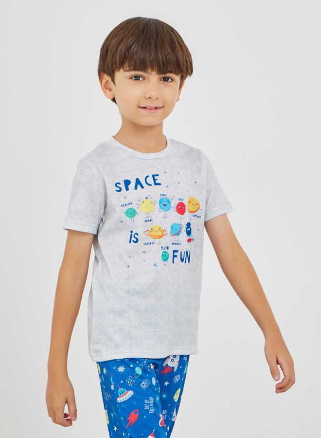 Styli Graphic Print Round Neck T-Shirt and Pyjama Set - Image 2