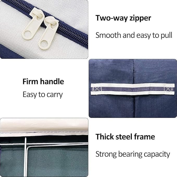 EAFTOS Storage Bag with Reinforced Handle Thick Fabric for Comforters Blankets Bedding Foldable with Sturdy Zipper Clothes Closets Bedroom 88 ltr Pack Of 1 - Image 4