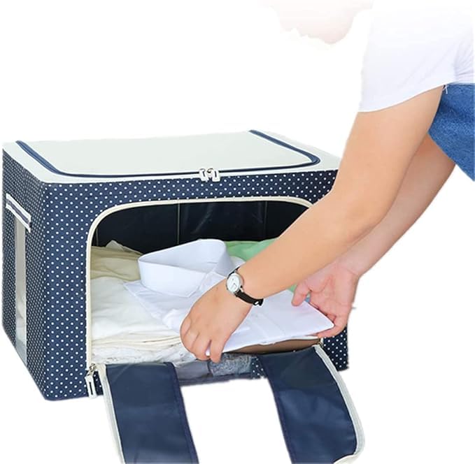EAFTOS Storage Bag with Reinforced Handle Thick Fabric for Comforters Blankets Bedding Foldable with Sturdy Zipper Clothes Closets Bedroom 88 ltr Pack Of 1 - Image 2