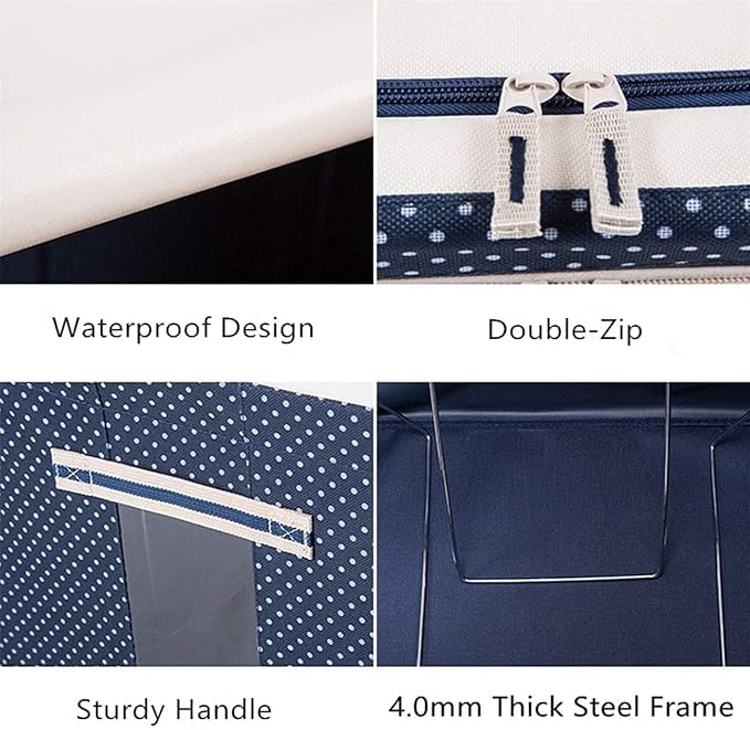 EAFTOS Storage Bag with Reinforced Handle Thick Fabric for Comforters Blankets Bedding Foldable with Sturdy Zipper Clothes Closets Bedroom 88 ltr Pack Of 1 - Image 5