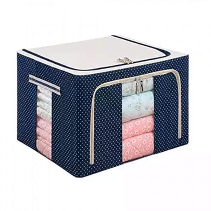 EAFTOS Storage Bag with Reinforced Handle Thick Fabric for Comforters Blankets Bedding Foldable with Sturdy Zipper Clothes Closets Bedroom 88 ltr Pack Of 1 - Image 1