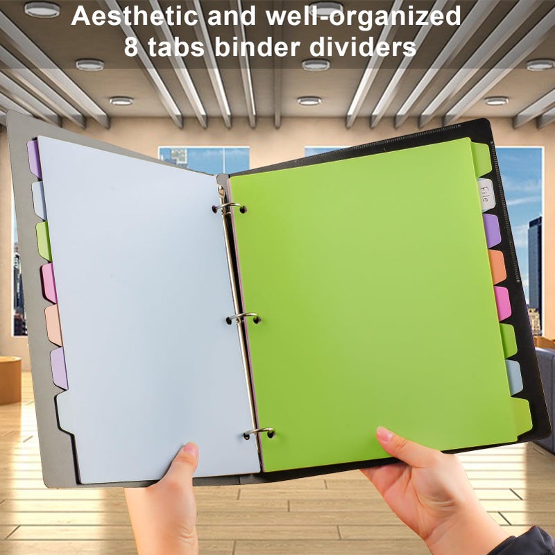 habgp 16Pcs/2 Set Binder Dividers with Tabs, 8 Color Tab for 3 Ring Binder Dividers, Page Folder Dividers for 3 Ring Binder Sheet Paper Protectors, Plastic Tabbed File Dividers with Tabs S099 - Image 5