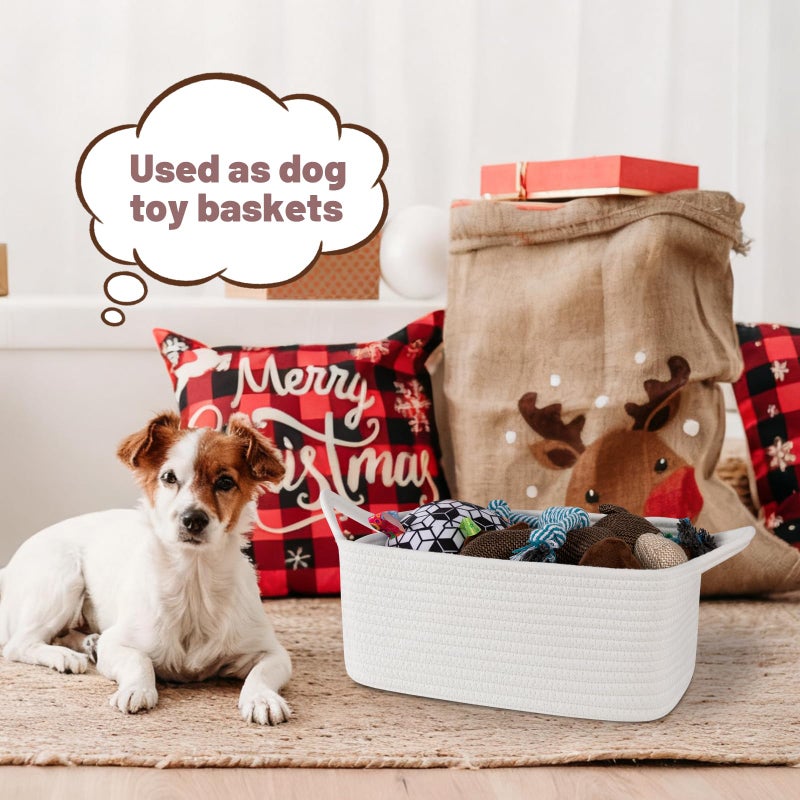 OIASKET Basket for Gifts Empty, Woven Storage Basket with Gift Bag, Ribbon and Wrap Tissue Paper, Small Rope Toy Storage with Handles for Baby Shower, Dog Toy Organizer, 13.6" x 10" x 5.9â€ - Image 4