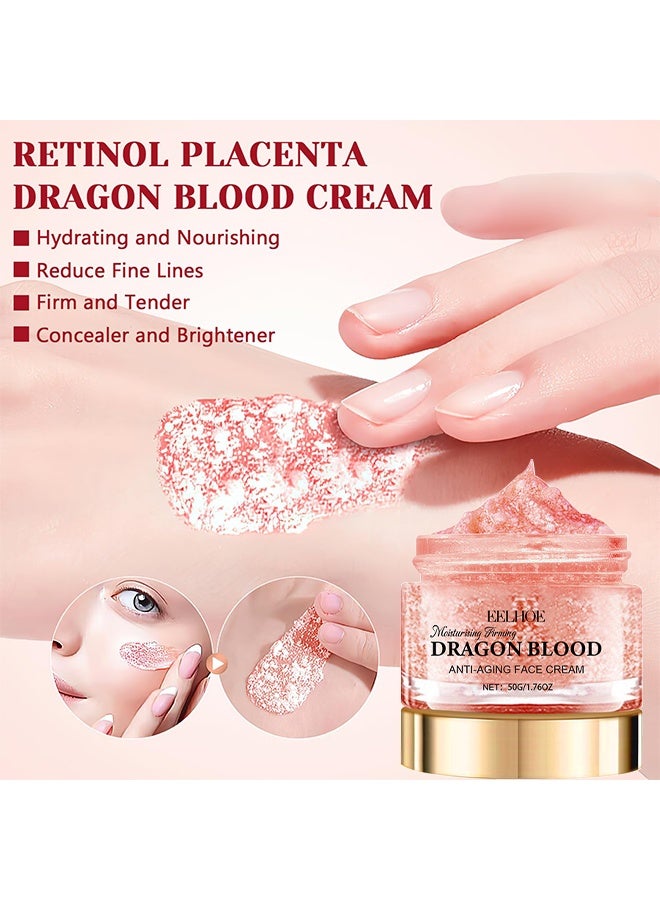 EELHOE Retinol Placenta Dragon Blood Cream, Dragons Blood Easy Cream, Dragons Blood Cream For Anti Wrinkle, Nourishing & Hydrating, Moisturizer Nourishing Rejuvenating Cream, Rejuvenate Skin, 50G - Image 3
