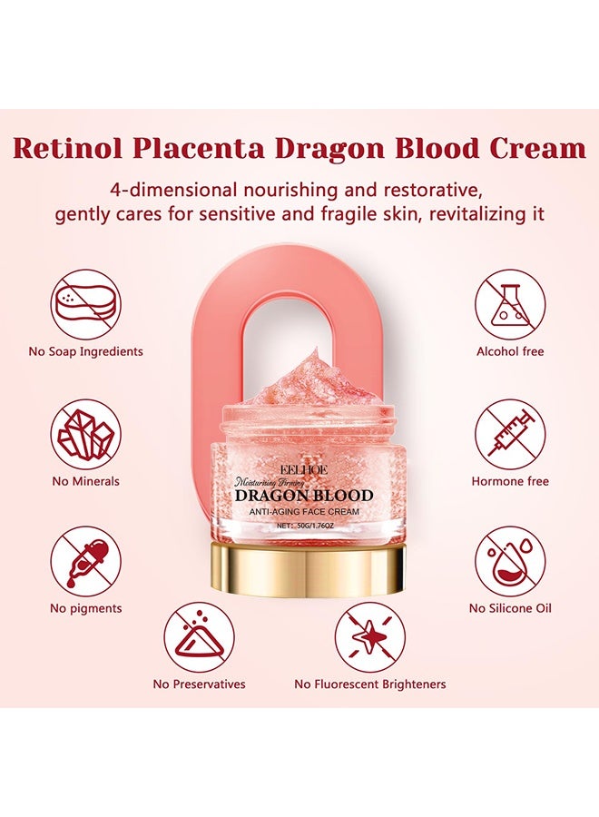 EELHOE Retinol Placenta Dragon Blood Cream, Dragons Blood Easy Cream, Dragons Blood Cream For Anti Wrinkle, Nourishing & Hydrating, Moisturizer Nourishing Rejuvenating Cream, Rejuvenate Skin, 50G - Image 4