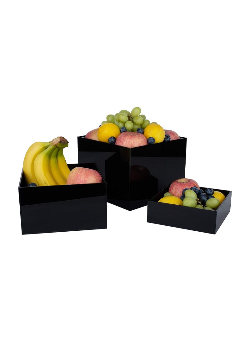 إي وورلد عبوتان من 3 مجموعات منصات مكعبة أكريليكية سوداء لامعة متداخلة ذات أسفل مجوف، تصميم حديث مثالي لعرض النرد كبلوكات عرض للصور، والكؤوس، والقطع الأثرية، والزينة. - Image 3