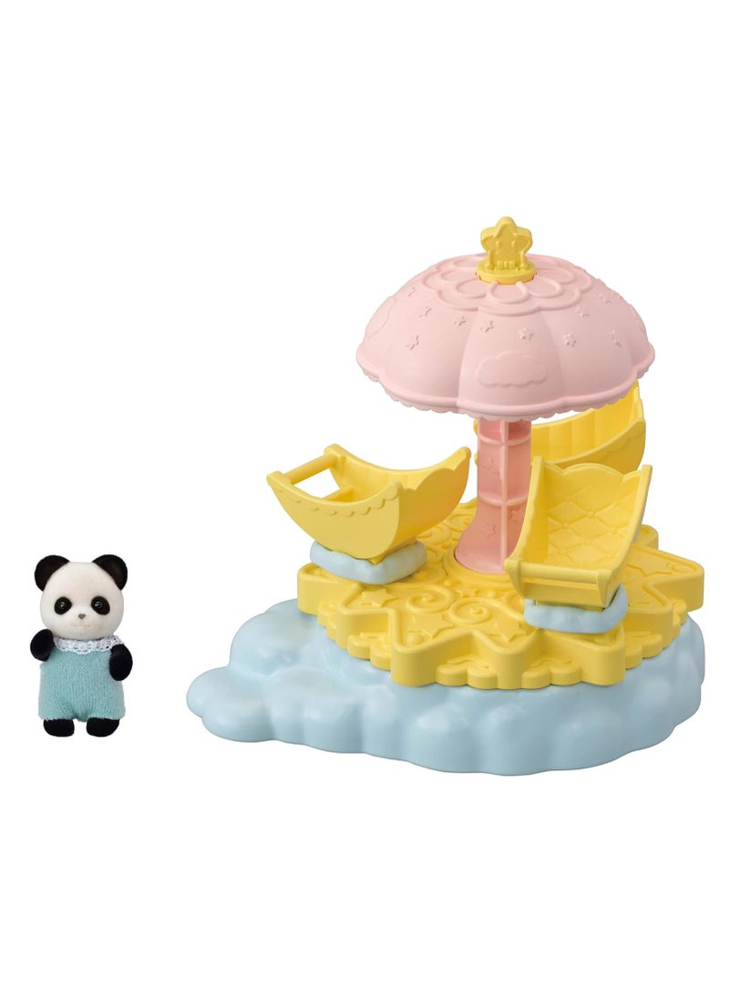 Sylvanian Families - Baby Star Carousel |Includes Spinning Moon-Shaped Seats and Pookie Panda Baby Figure | Features Star Parasol for Carousel Motion | Ideal for Amusement Park Play | Ages 3 & Up - Image 1