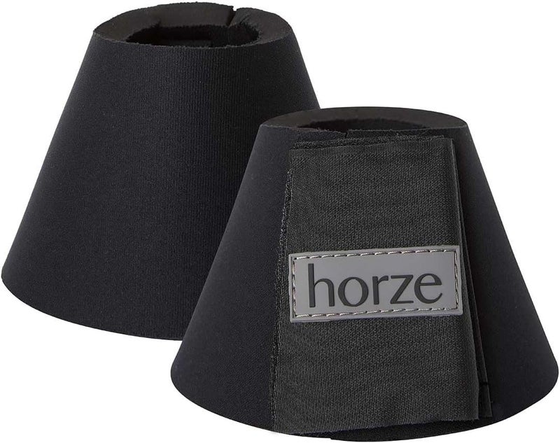 HORZE Pro Overreach Bell Boots for Horses | Neoprene Pair - Black - M - Image 1