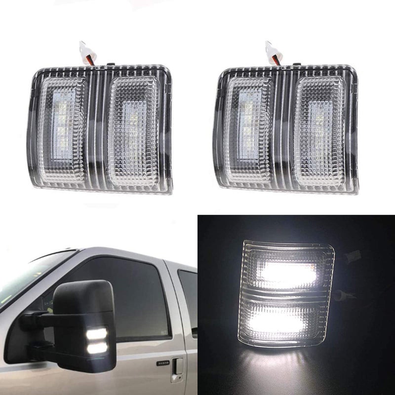 csslyzl Clear Lens White LED Side Mirror Marker Lights Compatible with 2008-2016 Ford F250 F350 F450 Super Duty Side Mirror LED Turn Signal Lights - Image 1