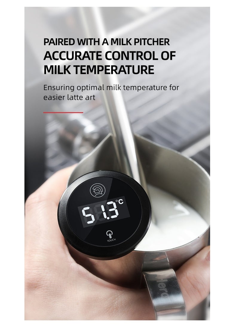 زيروهيرو مقياس حرارة القهوة الرقمي زيرو هيرو مع شاشة LCD، نطاق -20°C إلى 120°C، تحكم باللمس، مصنوع من مادة 304 SUS/ABS باللون الأسود - أفضل مقياس حرارة رقمي إلكتروني للمشروبات القهوة. - Image 4