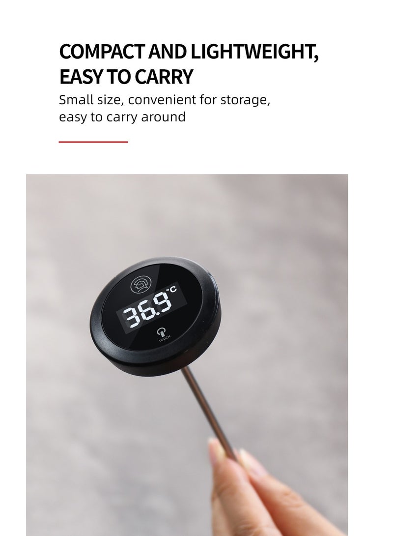 زيروهيرو مقياس حرارة القهوة الرقمي زيرو هيرو مع شاشة LCD، نطاق -20°C إلى 120°C، تحكم باللمس، مصنوع من مادة 304 SUS/ABS باللون الأسود - أفضل مقياس حرارة رقمي إلكتروني للمشروبات القهوة. - Image 5