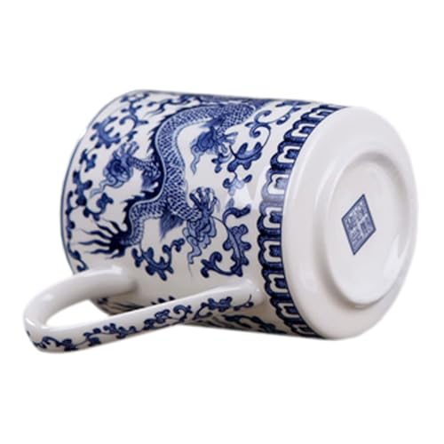 QPOIBSD Chinese Gongfu Loose Leaf Tea/Coffee Brewing System - Bone China & White Porcelain Teacup/Coffee Cup - 450ml - Blue Dragon - Image 4
