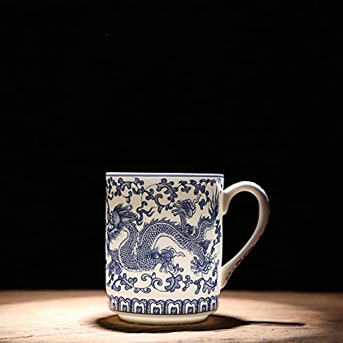 QPOIBSD Chinese Gongfu Loose Leaf Tea/Coffee Brewing System - Bone China & White Porcelain Teacup/Coffee Cup - 450ml - Blue Dragon - Image 5