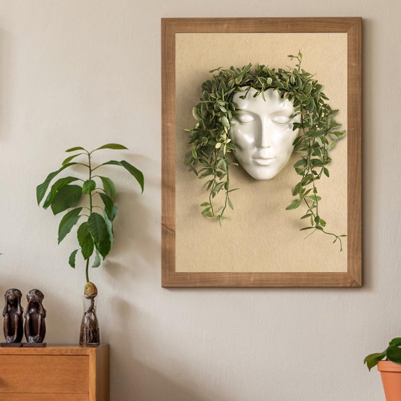 Yuccasly Face Vase,Ceramic Female Form Vase,Modern Sculpture White Planter Pot,Human Face Dried Flower Shaped Vase,Wall Hanging Plant Pot for Home Decor Centerpieces, Office or Outdoor Hanging Decor - Image 4