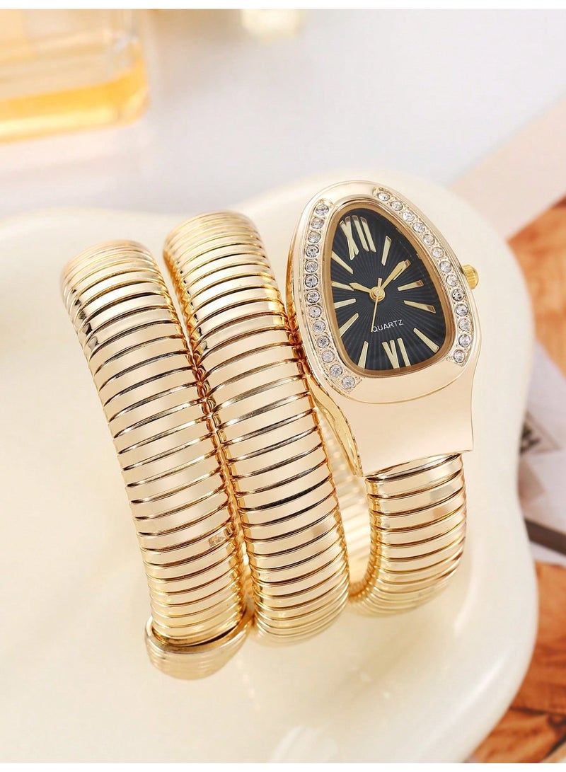Luxury Gold Snake Watches Women Fashion Diamond Quartz WristWatch Clock Lady Hot Gift  ﻿ - Image 5
