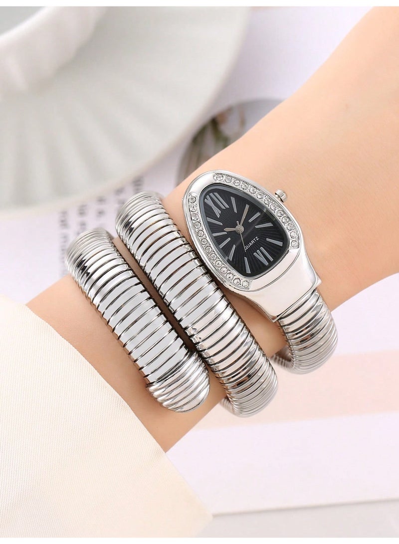 Luxury Gold Snake Watches Women Fashion Diamond Quartz WristWatch Clock Lady Hot Gift  ﻿ - Image 4