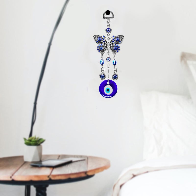 Persofine Blue Evil Eye Hanging Decoration Nazar Amulet Wall Hanging Home Protection and Blessing Decor (Butterfly-A) - Image 4