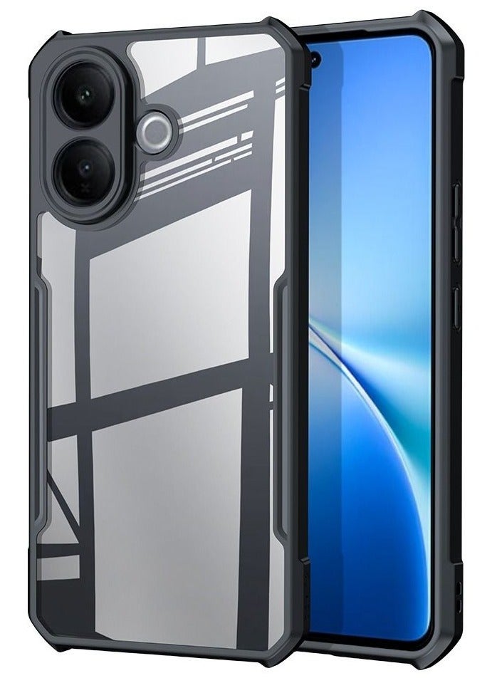 XUNDD Clear Case for Vivo V60 Lite 4G/5G | Premium Rugged | Durable Shock-absorbing Frame | Black Border | Thermoplastic Polyurethane | Airbag Anti-drop Protection - Clear - Image 1