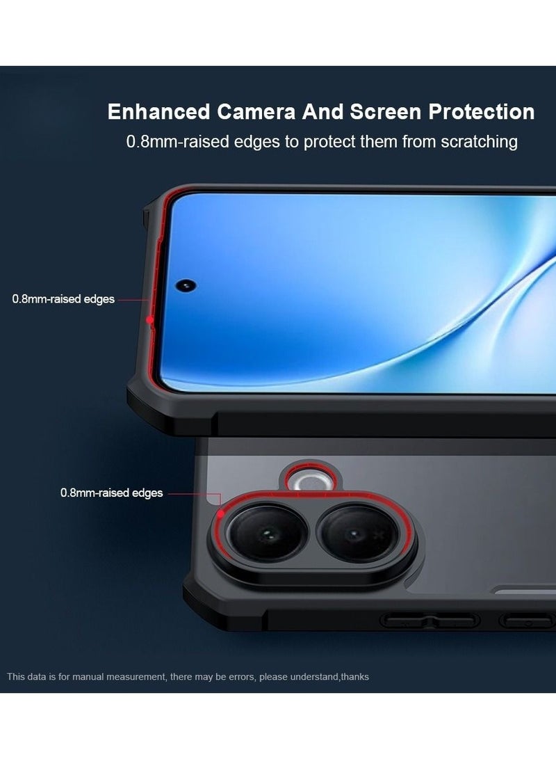 XUNDD Clear Case for Vivo V60 Lite 4G/5G | Premium Rugged | Durable Shock-absorbing Frame | Black Border | Thermoplastic Polyurethane | Airbag Anti-drop Protection - Clear - Image 3
