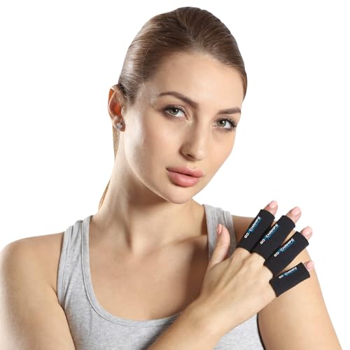 Gochamps Premium Finger Support Cushion Sleeves for Finger Joint & Knuckle Protection, Sports Use for Cricket, Gym, Volleyball, Badminton & Tennis, Breathable & Lightweight, Free Size - 4 Pcs - Image 1
