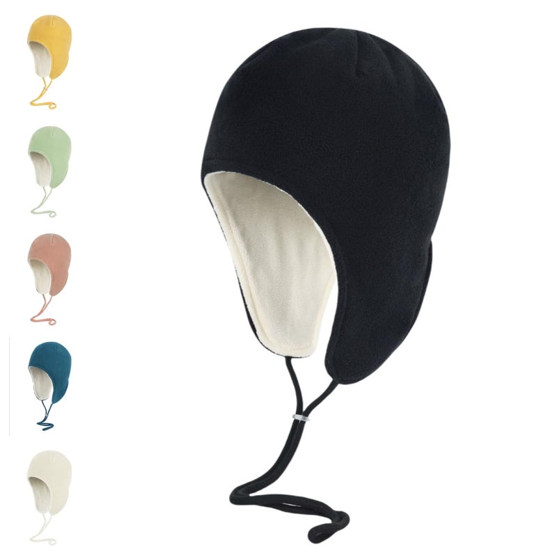 LLmoway Winter Beanie Hat with Ear Cover Soft Fleece Skull Cap for Men Women Cold Weather Snow Ski Cycling Warm Head Gear Black - Image 1