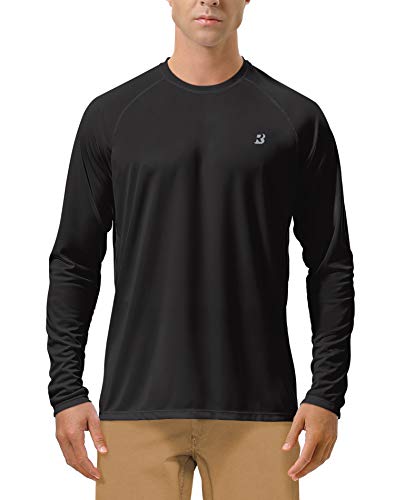 Roadbox Mens UPF 50 UV Sun Protection Shirts Outdoor Long Sleeve SPF Diving Rash Guard for Fishing Hiking Swimming Black - Image 1