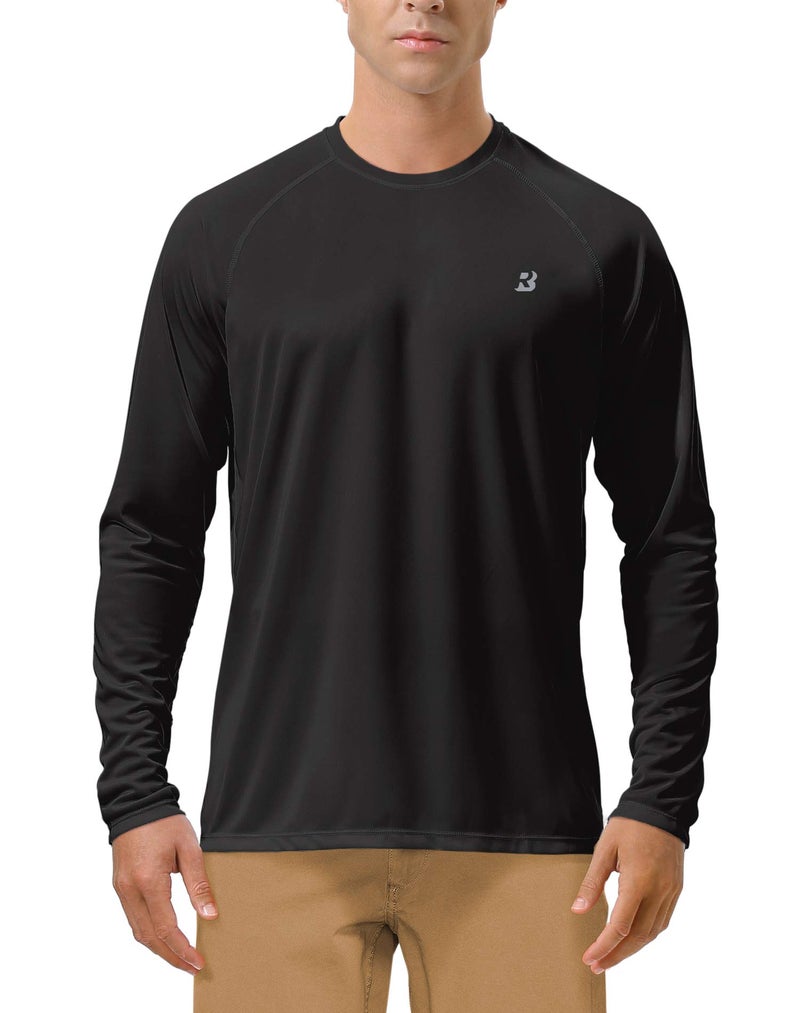 Roadbox Mens UPF 50 UV Sun Protection Shirts Outdoor Long Sleeve SPF Diving Rash Guard for Fishing Hiking Swimming Black - Image 2