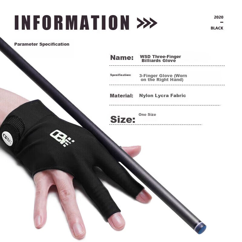 JD Jing Zao WEISHIDUN Professional Pool Gloves, Three-Finger Breathable Non-Slip Billiard Gloves, Pool Accessories, Right Hand - Image 1