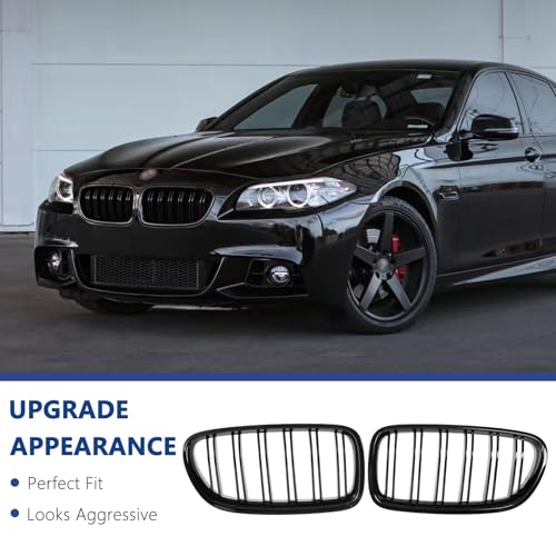 DEKEWEI F10 Grille,Front Kidney Grille Grill Compatible With 2010-2017 5 Series F10 F11 M5 (Double Slats Gloss Black Grills, 2pcs) - Image 2