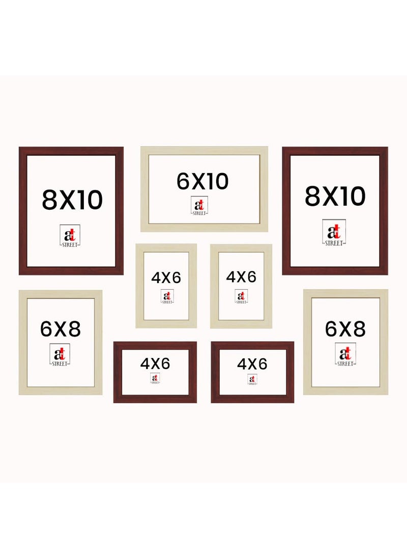 Art Street Art Street Locus Individual Brown & Beige Framed Wall Photo Frames For Living Room, Decorative Home Décor Wall Hangings - Set Of 9 (Size: 5x7, 6x8, 8x8, 8x10 Inch)  - Image 3