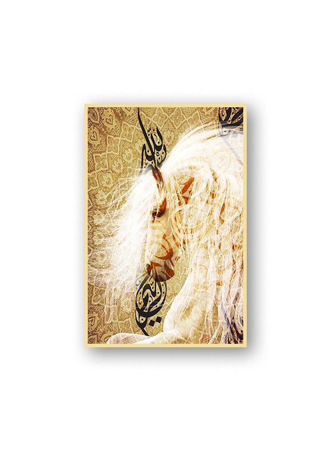 ماركتنا لوحة جدارية قماشية فنية لتزيين الحائط بتصميم إسلامي مع برواز ذهبي مجوف مقاس120x80سم قطعة واحدة - Image 2