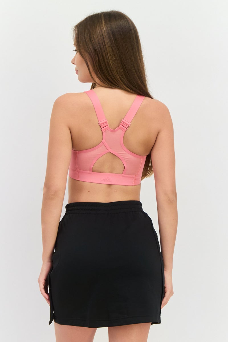 Adidas Women Zip Up Closure Padded Sports Bra, Rose Pink - Image 3