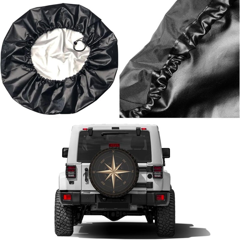 Foruidea Compass Rose Black Spare Tire Cover Waterproof Dust-Proof UV Sun Wheel Tire Cover Fit for Jeep,Trailer, RV, SUV and Many Vehicle 15 Inch - Image 5