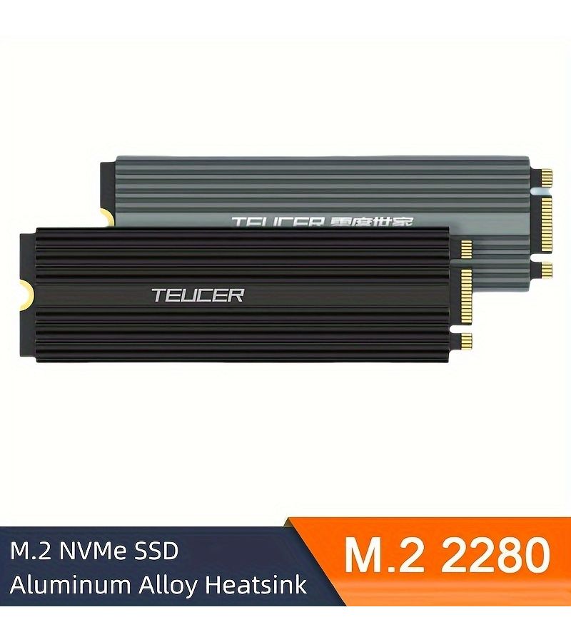 M.2 NVMe 2280 SSD Heatsink Cooler Gray Magnesium Aluminum Alloy Thermal Pad Efficient Heat Dissipation - Image 5